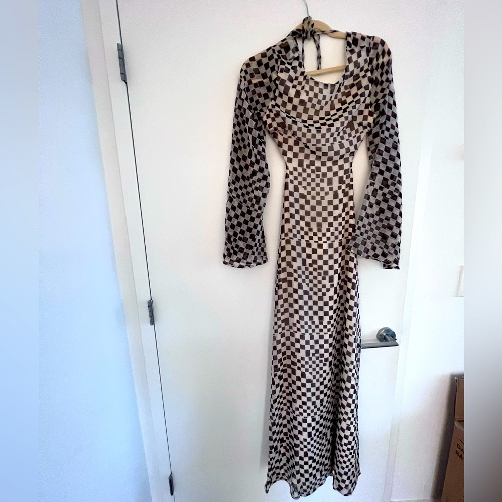 Charcoal Checkered Maxi Dress size 6